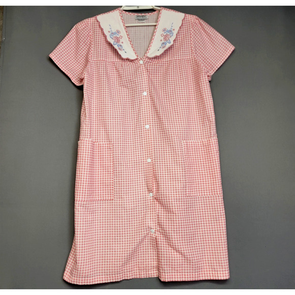Anthony Richards Gingham House Dress Robe Womens MP Seersucker Duster Lounge VTG - Picture 1 of 11